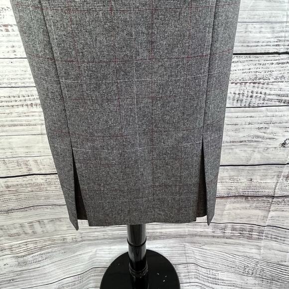 Evan Picone Skirt size 8 Black Red Plaid Straight Knee Kick Pleats Career Suit - Picture 5 of 9